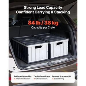 Plastic Collapsible Storage Bins with Lids, 65L 2 Packs, Stackable Folding Storage Crates with Hand E415-KZDSLCWXHHS6YVX56001V0