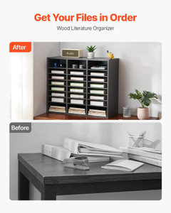Literature Organizer, 24 Compartments Office Mailbox with Adjustable Shelves, Wooden Mailbox Sorter E415-WJJEKBHB24G93KUELV0