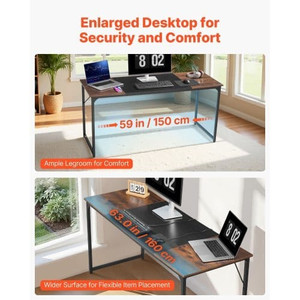 Computer Desk, 63 Inch Office Gaming Desk for Home Office, Writing Study Work Modern Simple Table w E415-GDJXBGZJYK63FSQPC001V0