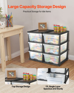 Plastic Storage Drawers, 2 Pack Storage Organizer Drawer, 6 Drawers Closet Organization and Storage E415-CWCT1YKLDD1GCPFV6001V0