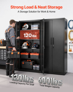 Metal Storage Cabinet, 68.9 in Lockable Steel Garage Cabinet with 4 Adjustable Shelves, 2 Magnetic  E415-DXCWJHS2MN5CKEUWH001V0