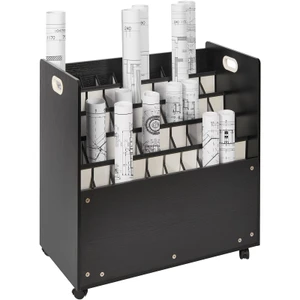 Blueprint Storage Rack, 50 Slots Mobile Blueprint Storage Cabinet, Wooden Roll File Organizer Cart  E415-LTJMZ50CLDS04044DV0