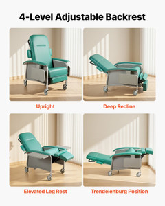 4-Position Geri Reclining Chair 500LBS Capacity Geri Chair Recliner, 4-Wheel Medical Recliner Chair E415-LNTYLNTYZZWXA9M64001V0