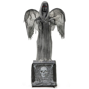 5.5ft Halloween Animatronic Decoration with Light Up Eyes and Shaking Wings - Color: Gray - Size: 5 D681-CM24706
