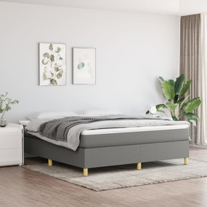 Box Spring Bed Frame Dark Gray King Fabric (US Only) A949-3121006