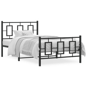 Metal Bed Frame without Mattress with Footboard Black 39.4"x78.7 A949-374254