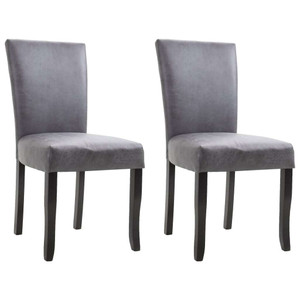 Dining Chairs 2 pcs Gray Faux Suede Leather A949-249292