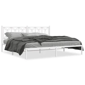 Metal Bed Frame without Mattress with Headboard White 76"x79.9 A949-376183