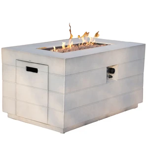 28" Gray Aluminum Natural gas Rectangular Fire pit table With Cover N270-535175
