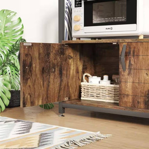 Industrial Kitchen Metal Wood Bakers Rack Microwave Cart with Storage Cabinet Q280-RBWTMBR1089527631