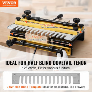  Dovetail Jig, 12 in Width, Dove Tailing Router Jigs with Router Bit & 1/2 Template, Precise Alignm E415-YWJJ12YCDYMBQRXKN001V0