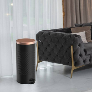 Hands Free Black/Gold Metal Step On Trash Can - 8 Gallons Q280-BGSTR54984