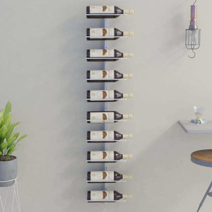  Wall-mounted Wine Rack for 10 Bottles White Metal A949-340904