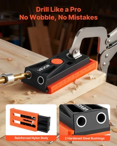 Pocket Hole Jig Kit, 1/2 to 1-1/2 in Adjustable, Mini Jig Pocket Hole System with Step Drill, Hex W E415-MINISXKKJDPSVGZHO001V0