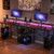 47" Gaming Desk with LED Lights & Power Outlets, Computer Desk with Monitor Stand & 2-Tier Storage  E415-GDJXBGZDZJZJPINRG001V1