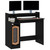 Desk with LED Lights Black 38.2"x17.7"x35.4" Engineered Wood A949-805553