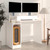 Desk with LED Lights White 38.2"x17.7"x35.4" Engineered Wood A949-805552