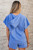 Sky Blue Casual Zipped Short Sleeve Hoodie and Shorts Set T543-8786255446258
