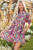 Pink Floral Puff Short Sleeve V Neck Mini Dress T543-8784173269234