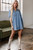 Beau Blue Short Sleeve Collared Patched Pocket Denim Mini Dress T543-8787270369522