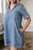 Beau Blue Short Sleeve Collared Patched Pocket Denim Mini Dress T543-8787270369522