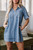 Beau Blue Short Sleeve Collared Patched Pocket Denim Mini Dress T543-8787270369522