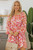 Rose Floral Print Square Neck High Waist Mini Dress T543-8793121784050