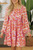 Rose Floral Print Square Neck High Waist Mini Dress T543-8793121784050