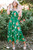 Green Floral Print Bubble Sleeve Smocked Tiered Midi Dress T543-8779826692338