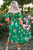 Green Floral Print Bubble Sleeve Smocked Tiered Midi Dress T543-8779826692338