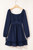 Blue White Plain Ruffled High Waist Square Neck Mini Dress T543-8784174973170
