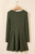 Guacamole Green Rib Knit Square Neck Buttoned Long Sleeve Mini Dress T543-8783398404338