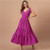Summer Bow-knot Shoulder Strap Solid Color French Style Romantic Jacquard Dress - Fuchsia A392-fasd0179