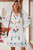 White Floral Print Boho Tassel Tie Split Neck Tucking Detail Puff Sleeve Mini Dress T543-8793131712754