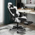 PU Leather Gaming Chair with USB Massage Lumbar Pillow and Footrest -Pink B593-HW66628