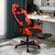 PU Leather Gaming Chair with USB Massage Lumbar Pillow and Footrest -Pink B593-HW66628