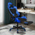 PU Leather Gaming Chair with USB Massage Lumbar Pillow and Footrest -Pink B593-HW66628