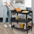 Black Steel Frame Kitchen Serving Utility Cart on Wheels with 2 Bottom Shelves Q280-BTUCSW89132756