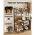  Kitchen Bakers Rack, 5 ft Power Cable Bakers Rack with Power Outlet, Kitchen Stand with X-Shaped S E415-LSHBJ354INCHX6DAX001V1