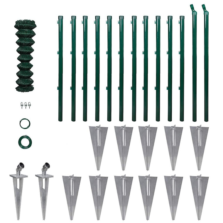 Chain Link Fence with Posts Spike Steel 2.6ftx82ft A949-140753