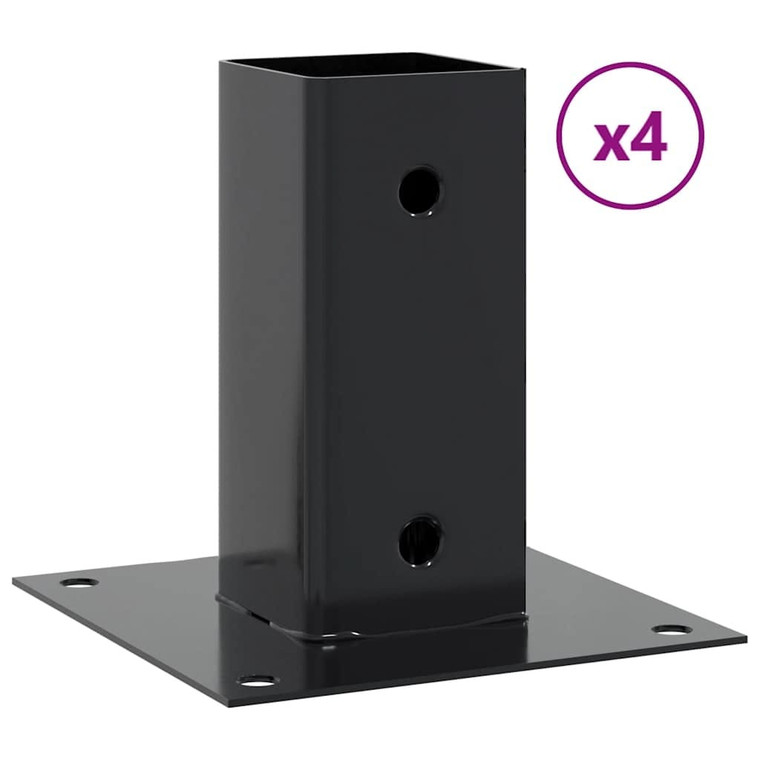  Post Bases Square 4 pcs Anthracite 2.80x2.80" Powder-coated Steel A949-42000024