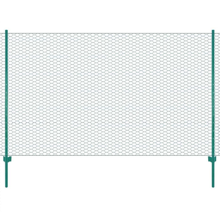  Wire Mesh Fence with Posts Steel 82'x6.6'Green A949-144617