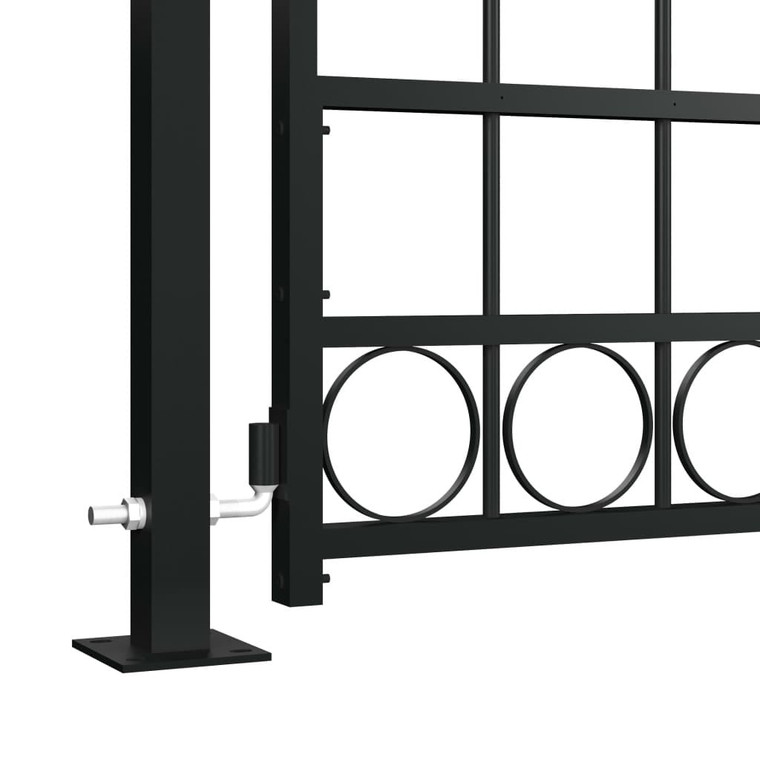 Fence Gate with Arched Top and 2 Posts 41.3"x80.3" Black A949-145751