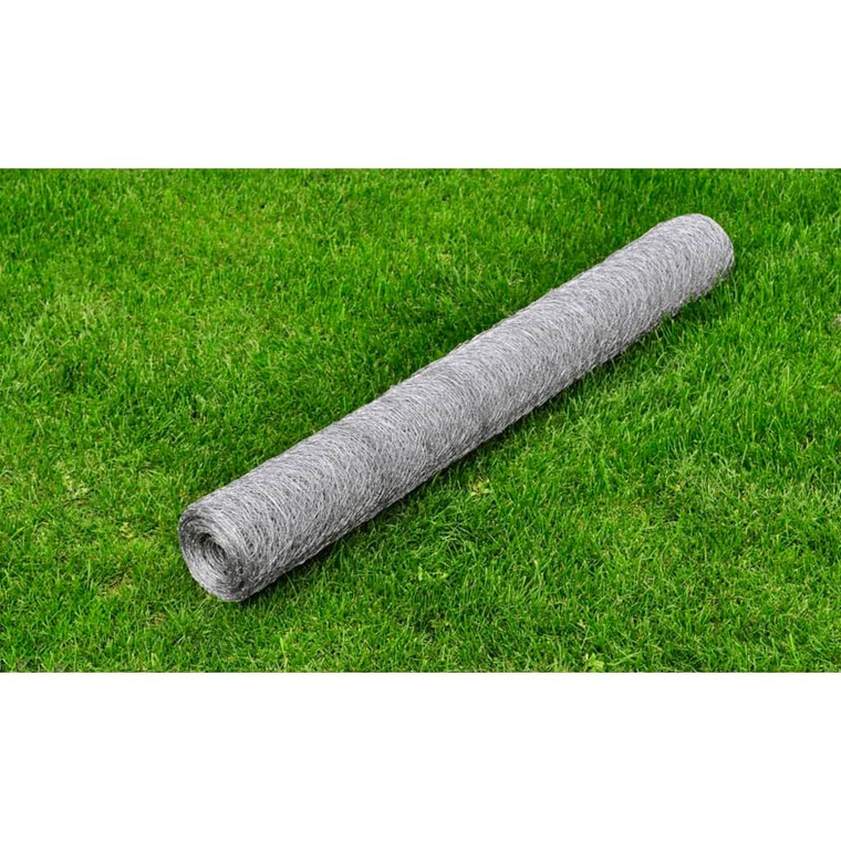  Mesh Fence Galvanized Steel Hexagon 3.3'x82'Silver A949-140116