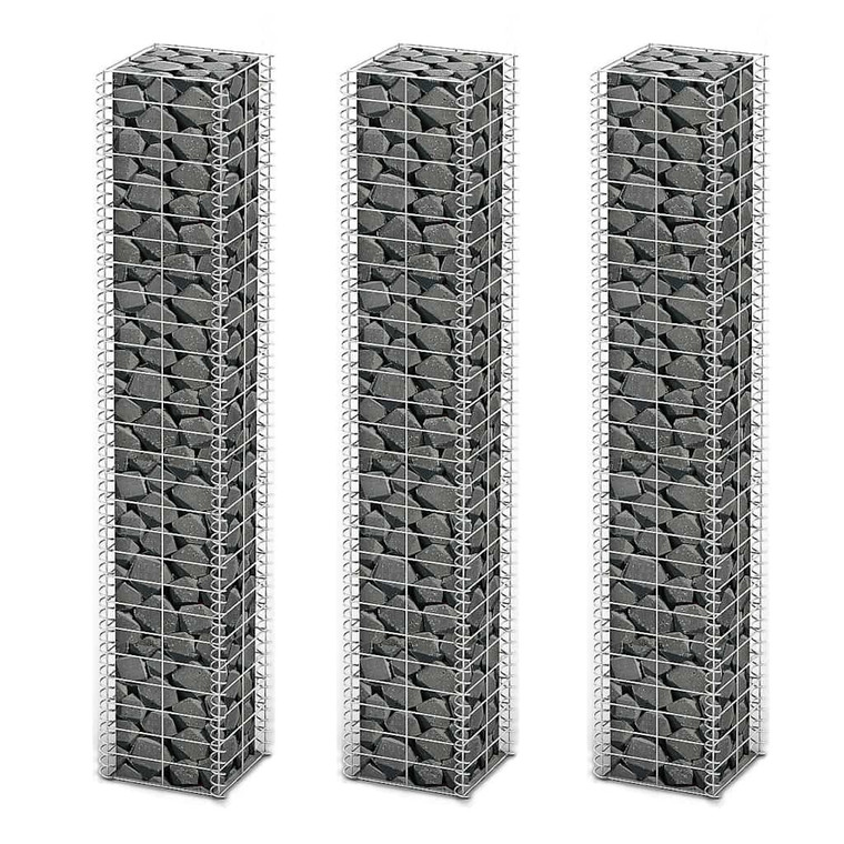  Gabion Set 3 pcs Galvanized Wire 9.8"x9.8"x59 A949-141046