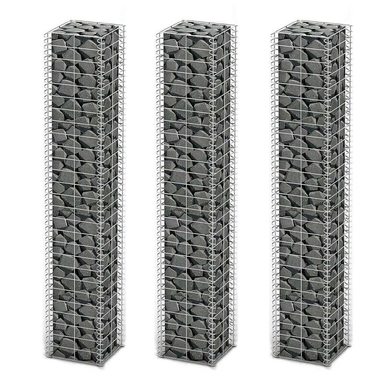  Gabion Set 3 pcs Galvanized Wire 9.8"x9.8"x59 A949-141046