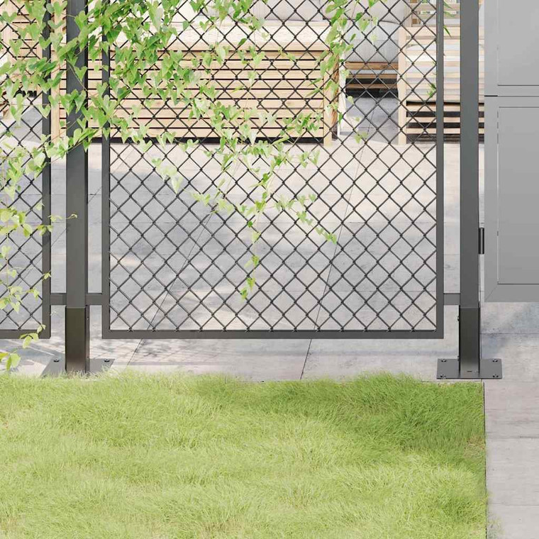  Post Bases Square 4 pcs Anthracite 2.01x2.01" Powder-coated Steel A949-42000020