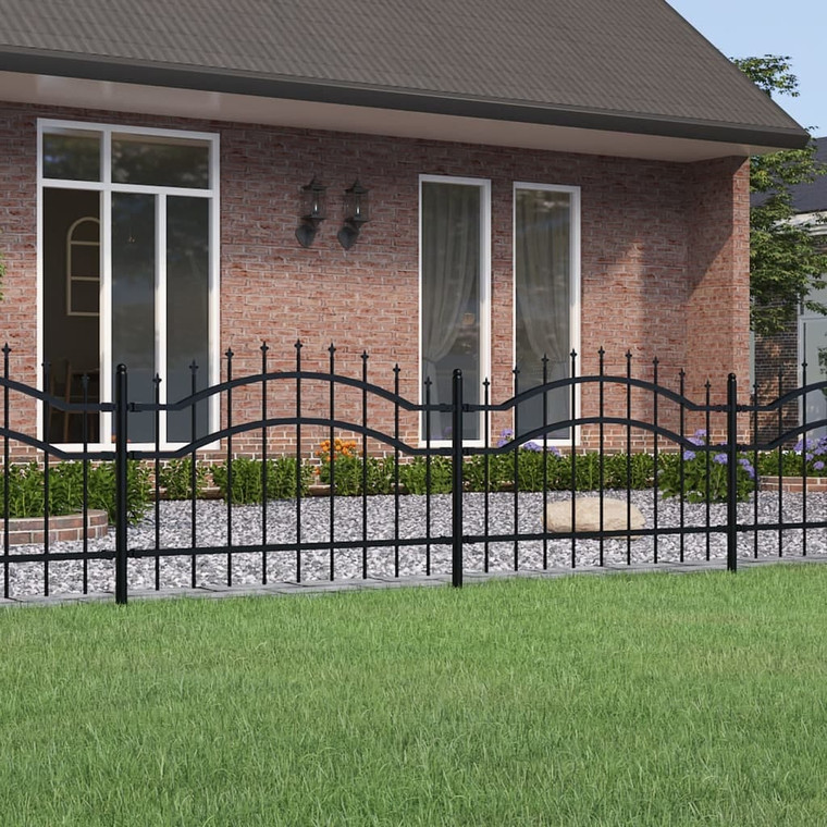  Garden Fence with Spear Top Black 94.1"x29.5" Powder-coated Steel A949-151079
