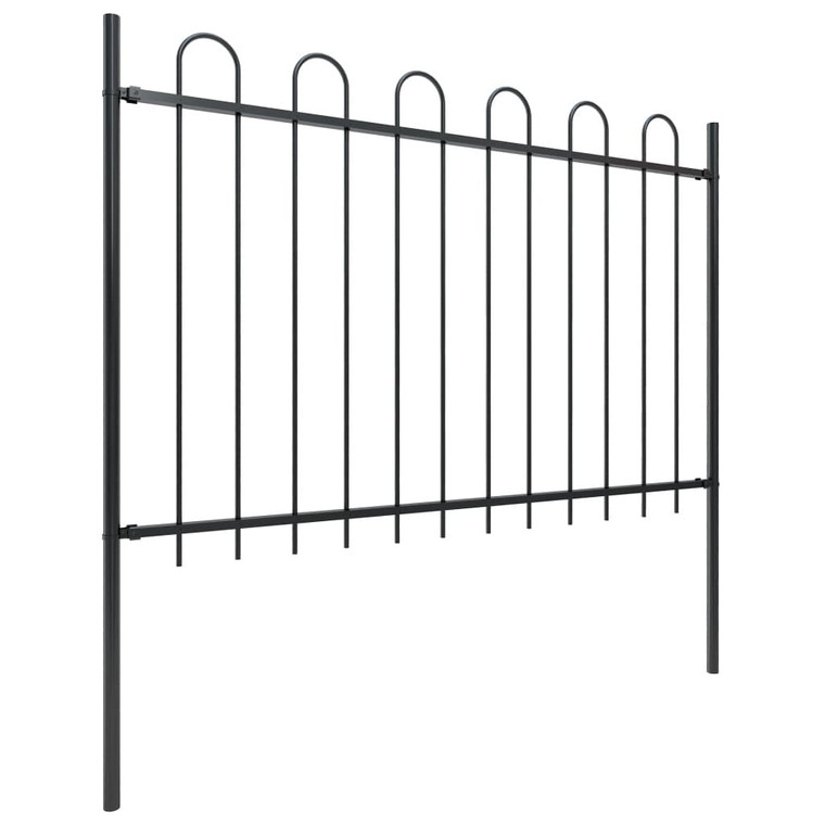  Garden Fence with Hoop Top Steel 71.3"x47.2" Black A949-144931