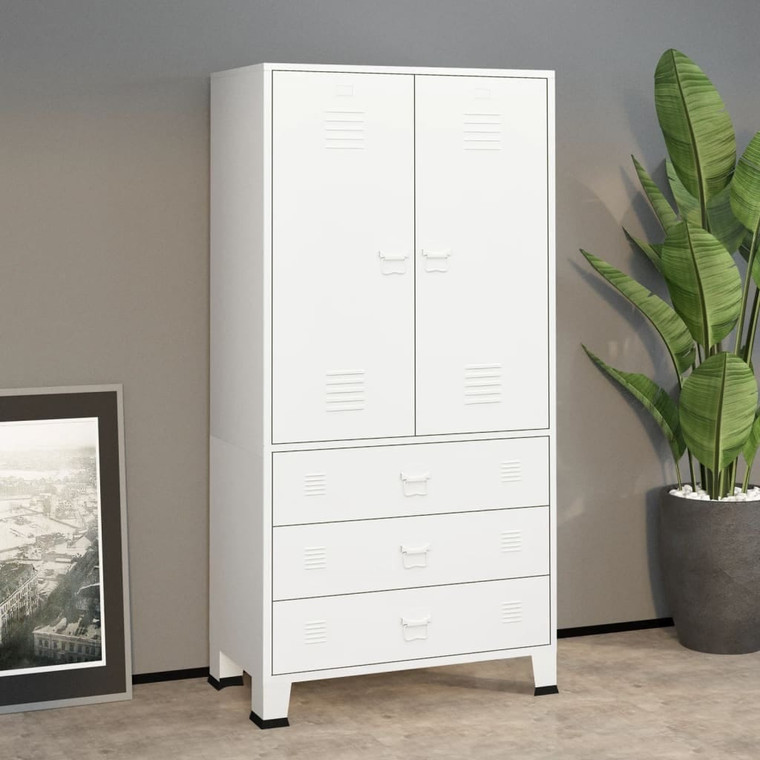Industrial Wardrobe White 35.4"x19.7"x70.9" Metal A949-339614